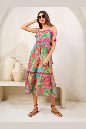 Lipsy London Petite Printed Ric Rac Trim Cami Midi Dress 