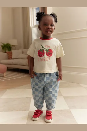Next Checkerboard 100% Cotton Jeans and Cherry T-Shirt Set (3mths-7yrs) 4