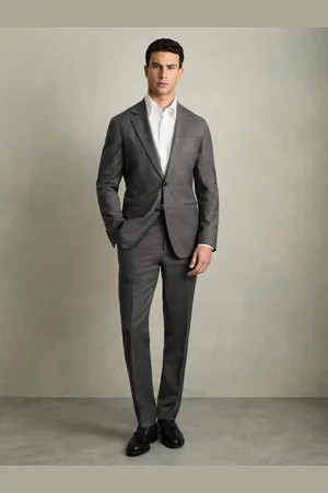 Reiss Grey Melange Degree Slim-Fit Wool Blend Suit Trousers 32