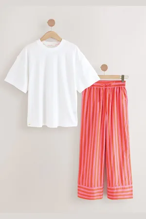 Next Fluro Pink Stripe Cotton Blend Short Sleeve Pyjamas 6