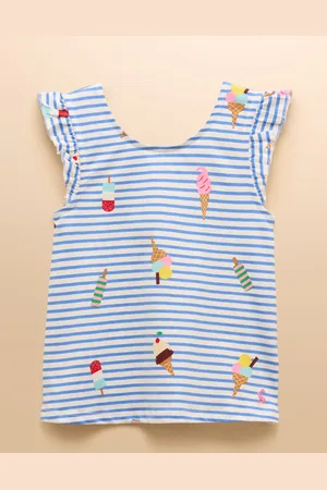 Joules Butterfly Blue Frill Sleeve Vest 110116cm