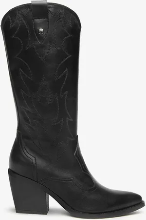 Nero Giardini Black Leather Cowboy Boots AU 6 (EU 37)