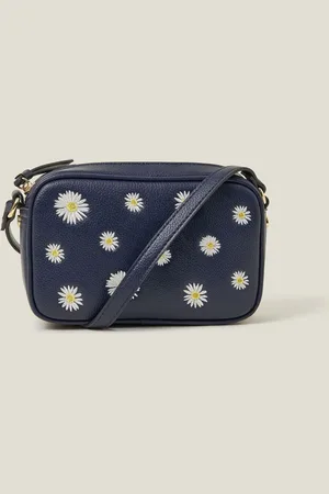 Accessorize Blue Double Zip Leather Cross-Body Bag One