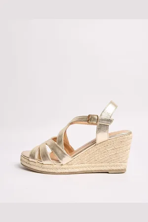 Friends Like These Gold Standard Fit Multi Strap Detail Mid Wedge Sandals AU 9 (EU 40)