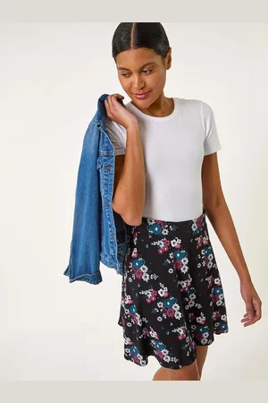 Roman Floral Print Stretch Skater Skirt AU 20