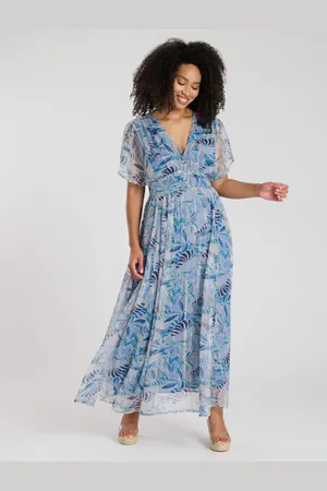 South Beach Metallic Chiffon Button Detail Midi Dress AU 16