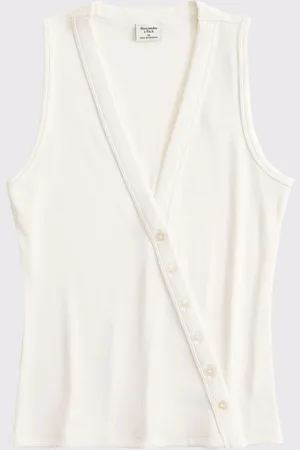 Abercrombie & Fitch Asymetric Button Through Longline Knitted Top small