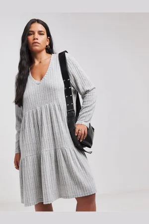 Simply Be Asymmetric Ribbed Smock Dress AU 14