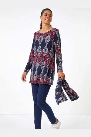 Roman Blue Printed Longline Tunic AU 16
