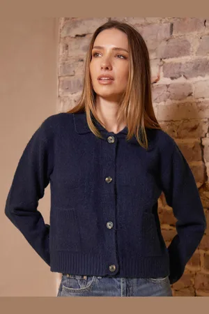 Threadbare Blue Collared Boxy Knitted Cardigan AU 12