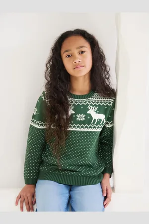 The Little Tailor Kids Christmas 100% Cotton Reindeer Pattern Jumper 4