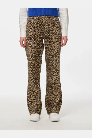 Pieces® Brown Leopard Print Straight Leg Jeans waistsize25in