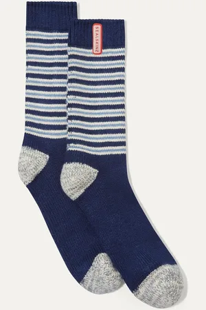 Sealskinz Blue Oby Bamboo Mid Length Multi Stripe Socks L