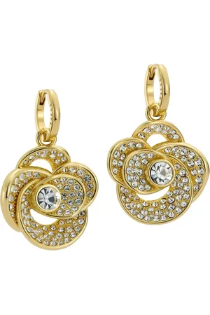 Ted Baker Gold Tone Florence Crystal Flower Huggie Earrings One