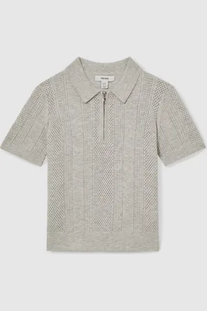 Reiss Texas 3-9 yrs Textured-Knit Half-Zip Polo Shirt 6