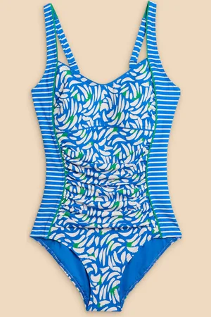 White Stuff Blue Splash Control Swimsuit AU 12