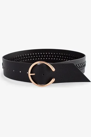 Next Black Plait Detail Wide Belt L