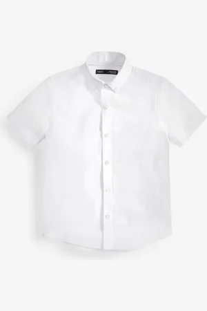 Next Plain Short Sleeve Cotton Rich Oxford Shirt (3-16yrs) 9 Years (134cm)