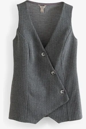 River Island Grey Button Asymmetric Waistcoat AU 16