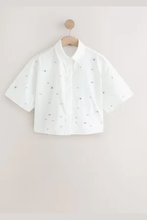 Next Short Sleeve Gem Embellished Boxy Shirt AU 16