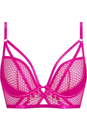 Ann Summers Pink Evoke Satin and Mesh Pad Plunge Bra 38 D