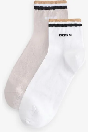 HUGO BOSS Brown Stripe Detail Logo Socks 2 Pack L-XL