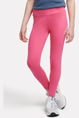New Balance Pink Kids Stacked Logo Leggings 14