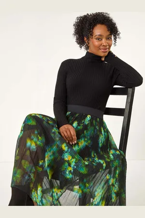 Roman Petite Floral Crystal Pleated Skirt 14