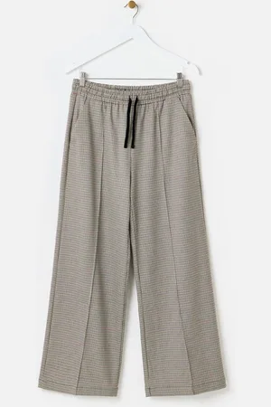 Oliver Bonas Green Checked Drawstring Wide Leg Trousers AU 18