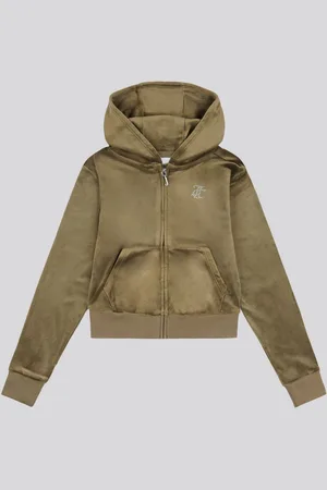 Juicy Couture Green Girls Mini Diamante Zip Hoodie 7