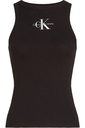 Calvin Klein Black Monologo Rib Tank Top L