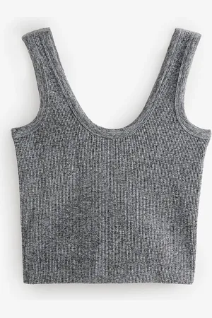 Next Grey Marl Ribbed Seamless Vest Top XS-S