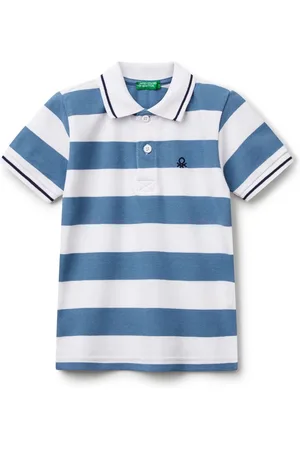 Benetton Younger Boys Striped 100% Cotton Polo Shirt 2