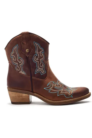 Moda In Pelle Olearia Feature Stitch Detailed Ankle Length Leather Western Brown Boots AU 10 (EU 41)