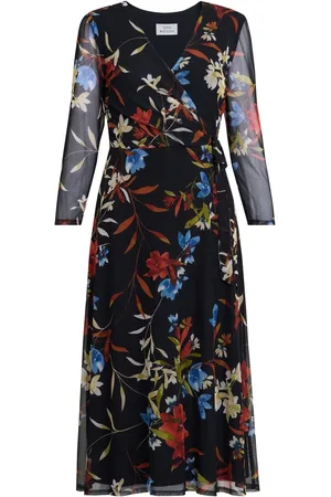 Gina Bacconi Tasmine Floral Mesh Wrap Dress AU 18