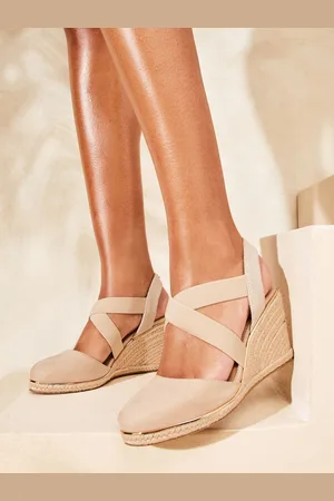 Lipsy London Nude Standard Fit Mid Closed Toe Cross Strap Slingback Wedges AU 11 (EU 42)