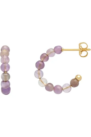 ESTELLA BARTLETT Gold Tone Amethyst Amelia Hoop Earrings One