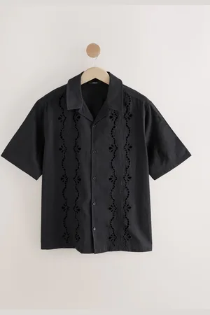Next 100% Cotton Textured Broderie Short Sleeve Shirt M