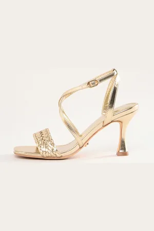 Lipsy London Gold Standard Fit Mid Heel Cross Over Faux Leather Strappy Sandals AU 10 (EU 41)
