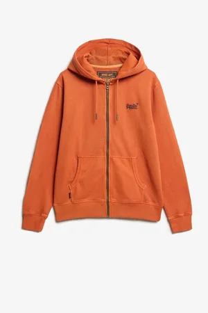 Superdry Washed Autumn Glaze Brown 100% Cotton Essential Logo Washed Zip Hoodie XXL