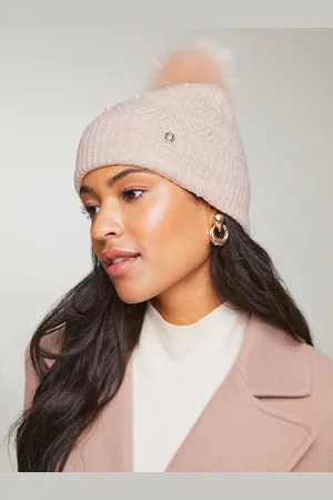 Lipsy London Pink Cosy Pearl Detailing Pom Beanie Hat One