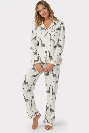 Chelsea Peers Cream Giraffe Button Up Long Pyjama Set AU 8