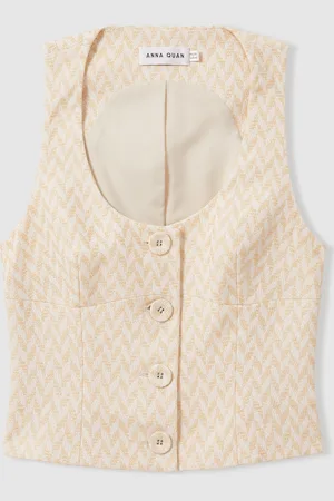 Anna Quan Chevron-Weave Button-Through Top AU 6