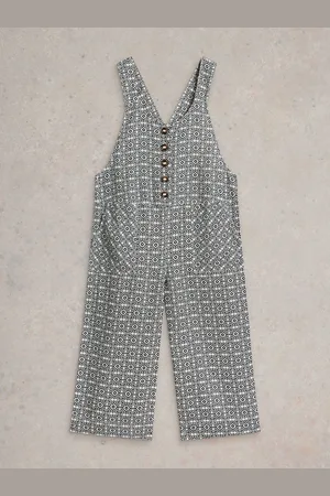 White Stuff Blue Viola Linen Dungarees AU 16 S