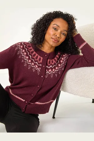 Roman Red Petite Pattern Button Cardigan AU 16