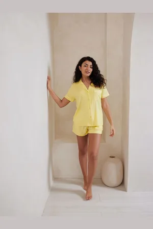 Chelsea Peers Yellow TENCEL Modal Short Button Up Pyjamas Set AU 8