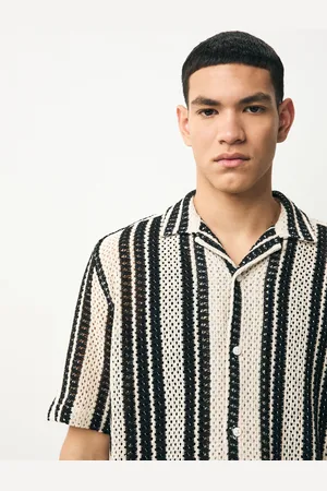 Next Crochet Stripe Short Sleeve Shirt L