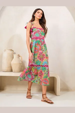 Lipsy London Printed Ric Rac Trim Cami Midi Dress 