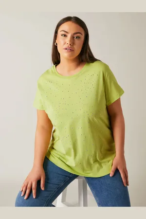 Evans Curve Stud Embellished Pure 100% Cotton T-Shirt AU 26-28