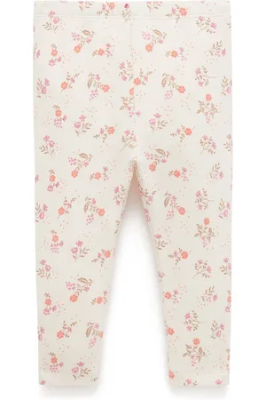 Purebaby White Floral Rib Leggings 6